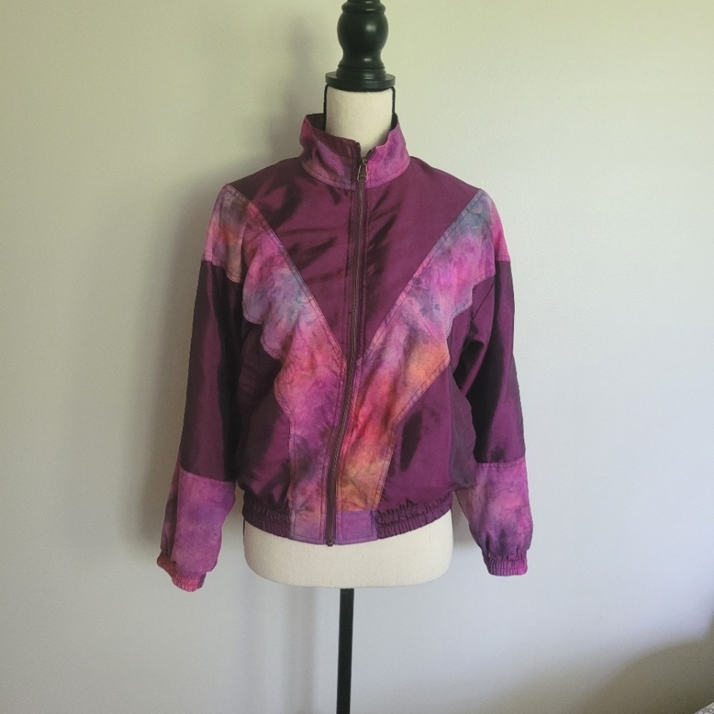90s Vintage Magenta Tie Dye Windbreaker